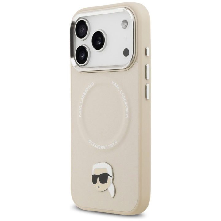 Karl Lagerfeld Karl Pin MagSafe Case for iPhone 17 Pro - Smėlio spalvos