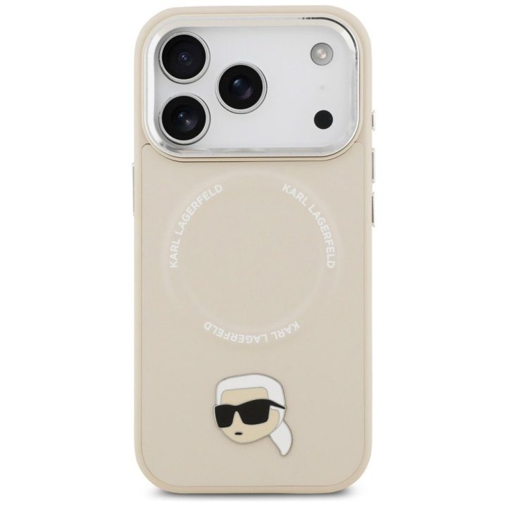Karl Lagerfeld Karl Pin MagSafe Case for iPhone 17 Pro - Smėlio spalvos