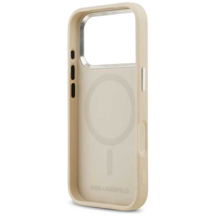 Karl Lagerfeld Karl Pin MagSafe Case for iPhone 17 Pro - Smėlio spalvos