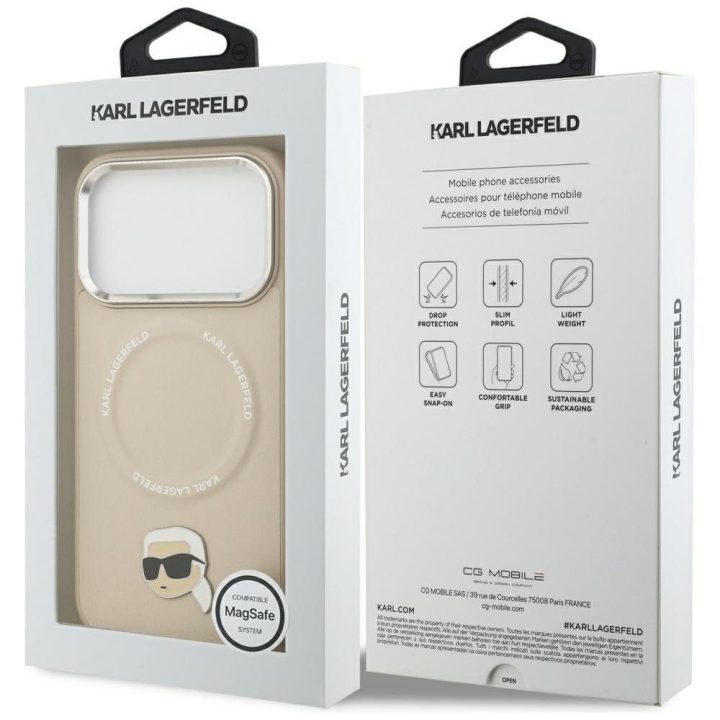 Karl Lagerfeld Karl Pin MagSafe Case for iPhone 17 Pro - Smėlio spalvos