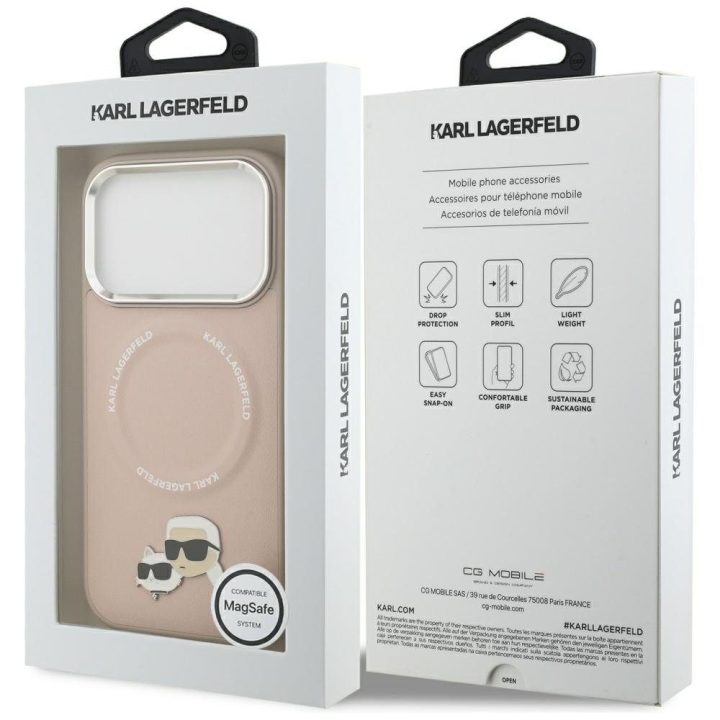 Telefono dėklas iPhone 17 Pro rožinis su MagSafe Karl Lagerfeld
