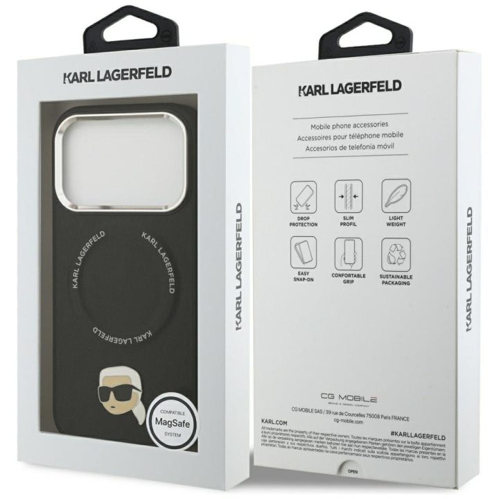 Telefono dėklas iPhone 17 Pro juodas su MagSafe Karl Lagerfeld