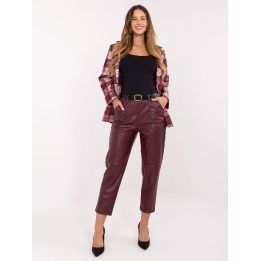 Bordo spalvos moteriškos kelnės iš eko odos