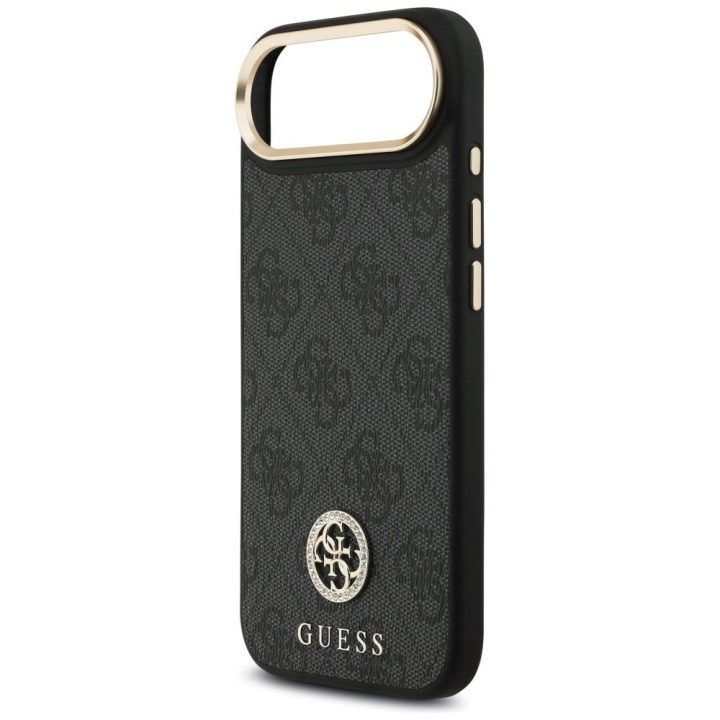 Guess 4G Strass Logo & Big Strap Metal Buttons MagSafe Case for iPhone Air - Black