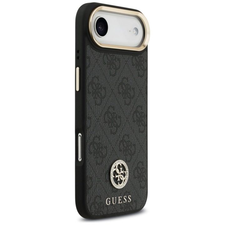 Guess 4G Strass Logo & Big Strap Metal Buttons MagSafe Case for iPhone Air - Black