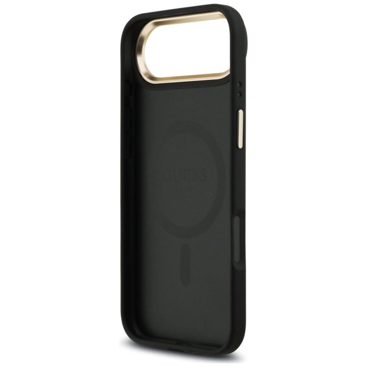Guess 4G Strass Logo & Big Strap Metal Buttons MagSafe Case for iPhone Air - Black