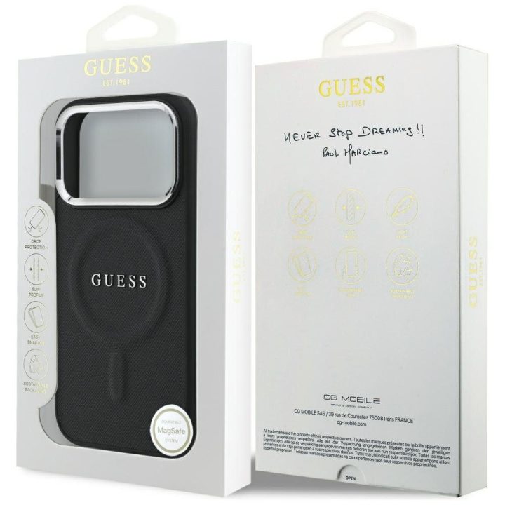Telefono dėklas iPhone 17 Pro juodas su MagSafe Guess