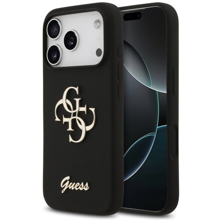 Telefono dėklas iPhone 17 Pro juodas silikoninis Guess