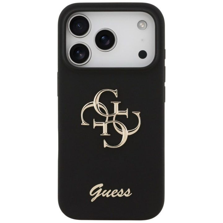 Telefono dėklas iPhone 17 Pro juodas silikoninis Guess