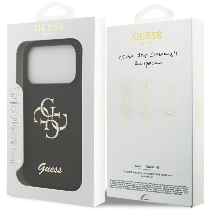 Telefono dėklas iPhone 17 Pro juodas silikoninis Guess