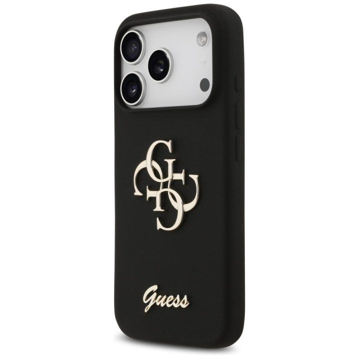 Telefono dėklas iPhone 17 Pro juodas silikoninis Guess