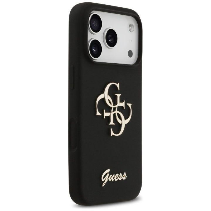 Telefono dėklas iPhone 17 Pro juodas silikoninis Guess