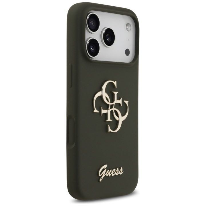 Telefono dėklas iPhone 17 Pro žalias silikoninis Guess