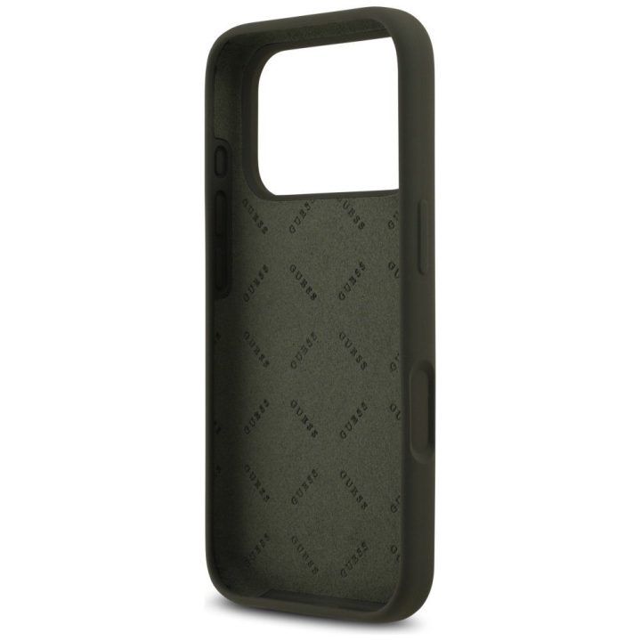 Telefono dėklas iPhone 17 Pro žalias silikoninis Guess