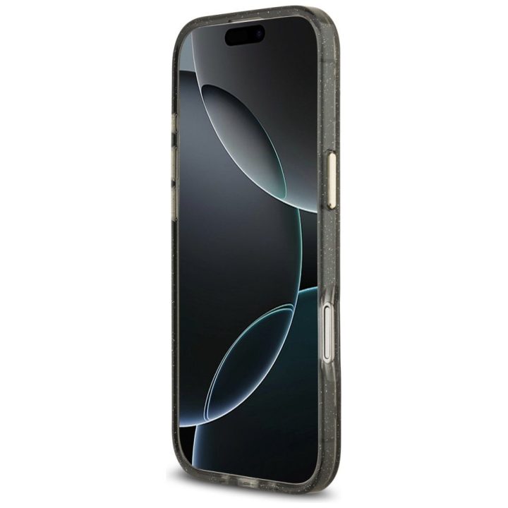Telefono dėklas iPhone su gėlėmis ir MagSafe juodas Guess