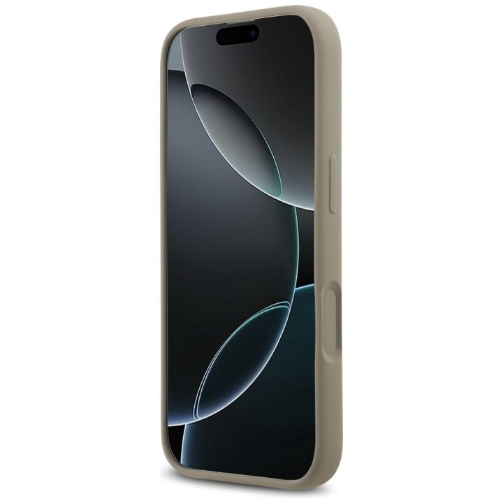 Telefono dėklas iPhone 17 rudas silikoninis Guess
