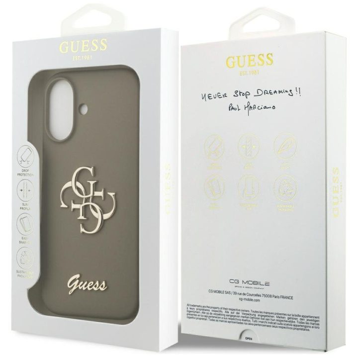 Telefono dėklas iPhone 17 rudas silikoninis Guess
