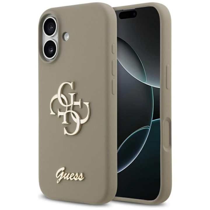 Telefono dėklas iPhone 17 rudas silikoninis Guess