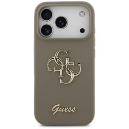 Telefono dėklas iPhone 17 Pro rudas silikoninis Guess