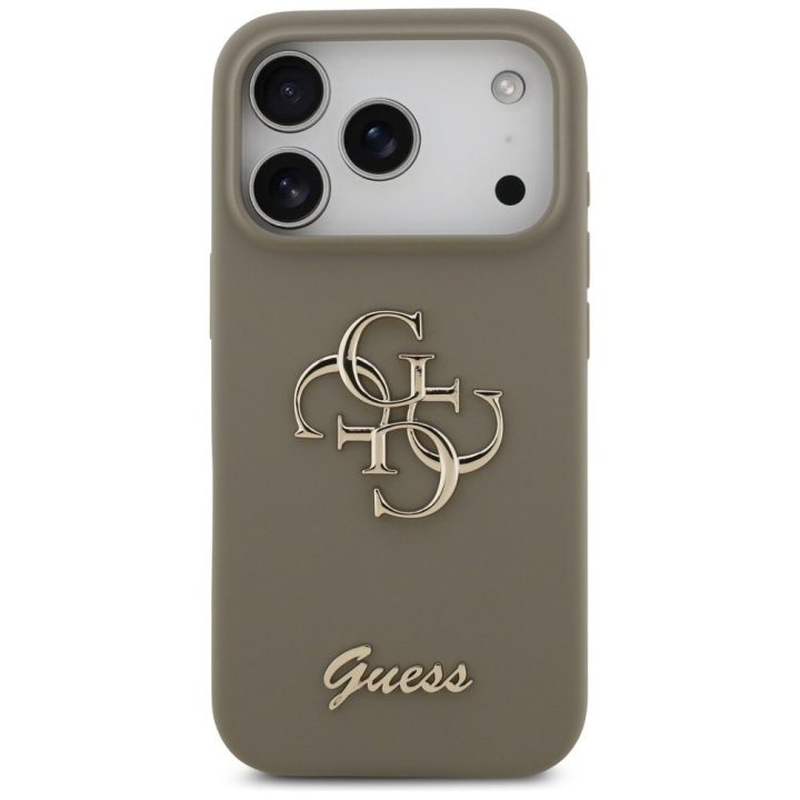 Telefono dėklas iPhone 17 Pro rudas silikoninis Guess