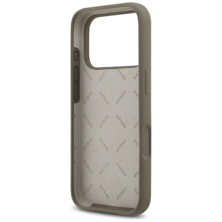 Telefono dėklas iPhone 17 Pro rudas silikoninis Guess