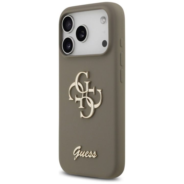 Telefono dėklas iPhone 17 Pro rudas silikoninis Guess