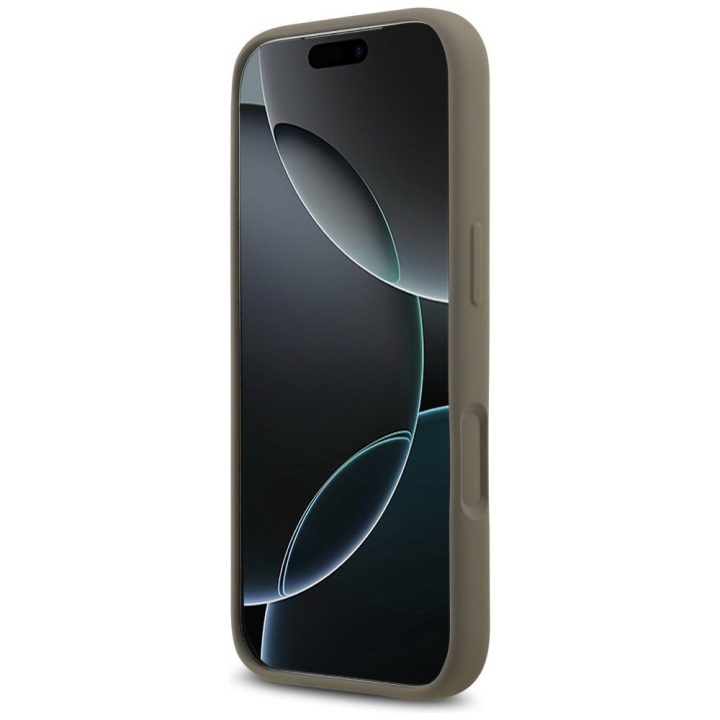 Telefono dėklas iPhone 17 Pro rudas silikoninis Guess