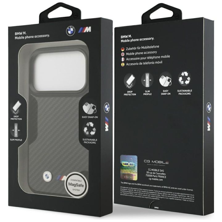 Telefono dėklas iPhone 17 Pro juodas Kevlar su MagSafe BMW