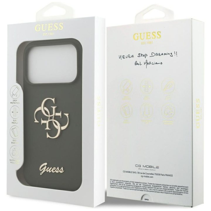 Silikoninis telefono dėklas iPhone 17 Pro Max žalias Guess