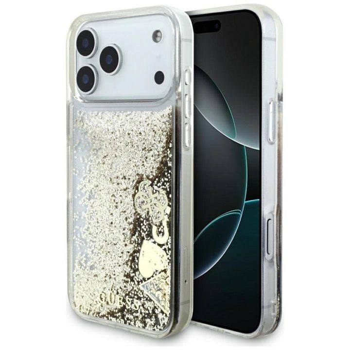 Guess Liq. Glitter 4 Charms Case for iPhone 17 Pro Max - Gold