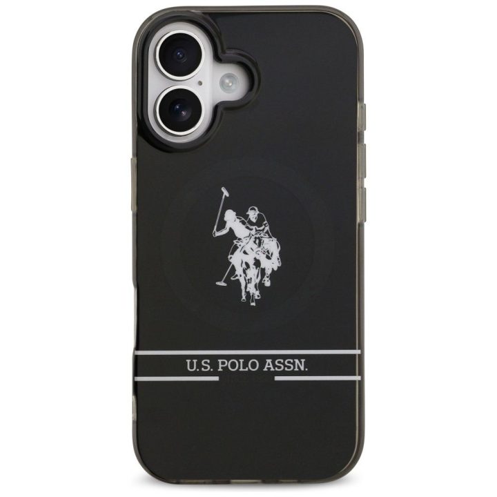 US Polo DH and Bottom Stripe Logo MagSafe iPhone 17 Case - Black