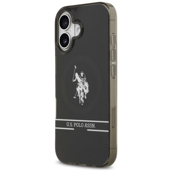 US Polo DH and Bottom Stripe Logo MagSafe iPhone 17 Case - Black