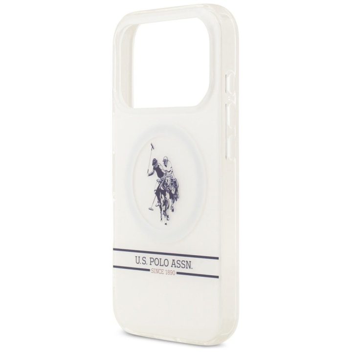 US Polo DH and Bottom Stripe Logo MagSafe Case for iPhone 17 Pro - White