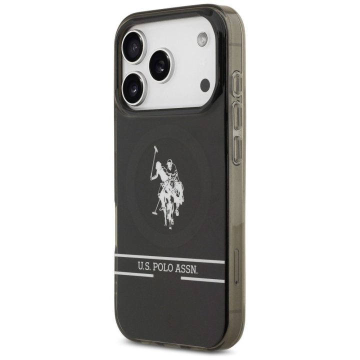 US Polo DH and Bottom Stripe Logo MagSafe Case for iPhone 17 Pro - Black