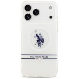 US Polo DH and Bottom Stripe Logo MagSafe Case for iPhone 17 Pro Max - White