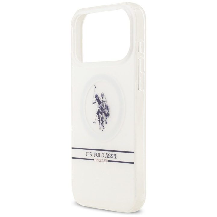 US Polo DH and Bottom Stripe Logo MagSafe Case for iPhone 17 Pro Max - White