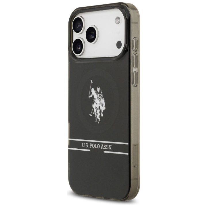 US Polo DH and Bottom Stripe Logo MagSafe Case for iPhone 17 Pro Max - Black