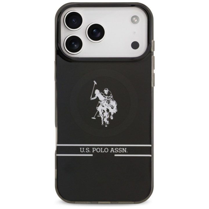 US Polo DH and Bottom Stripe Logo MagSafe Case for iPhone 17 Pro Max - Black