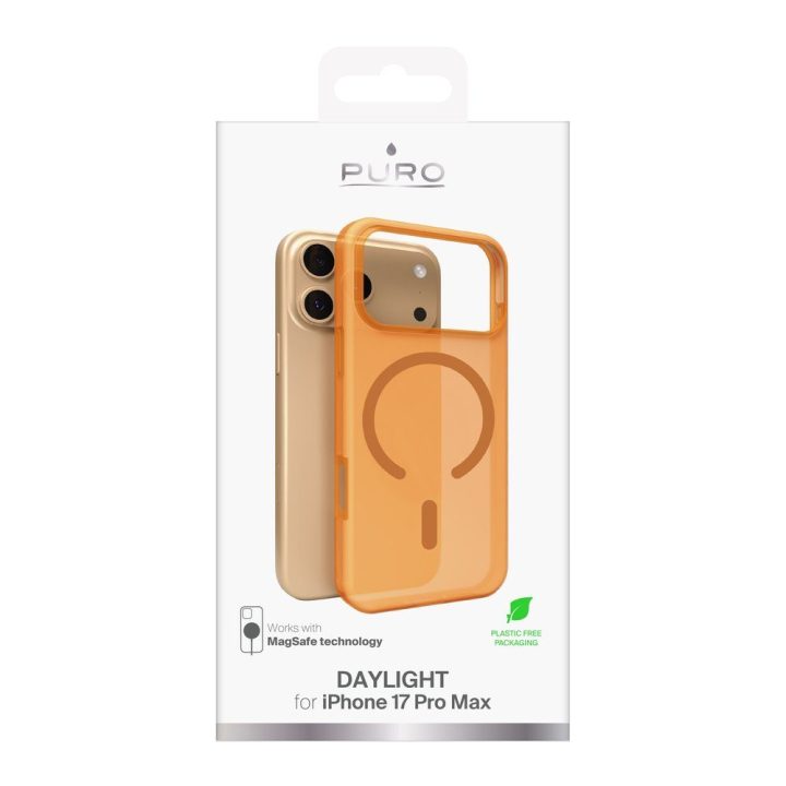 Puro Daylight Magsafe Compatible Silicone Case for iPhone 17 Pro Max - Translucent Orange