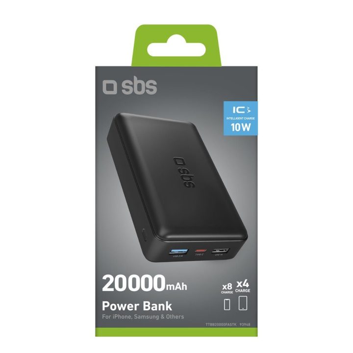 Išorinė baterija 20000 mAh juoda Puro