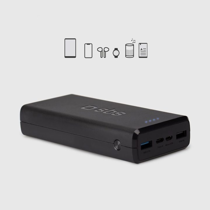 Išorinė baterija 20000 mAh juoda Puro