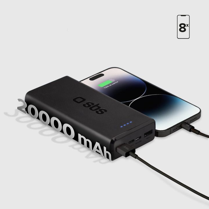 Išorinė baterija 20000 mAh juoda Puro