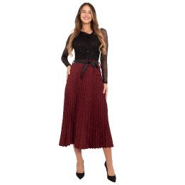 Bordo spalvos plisuotas midi sijonas