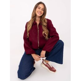 Bordo spalvos moteriška striukė su užtrauktuku