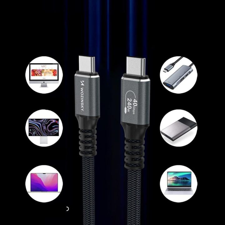 USB-C laidas Thunderbolt 4 240 W 1 m juodas