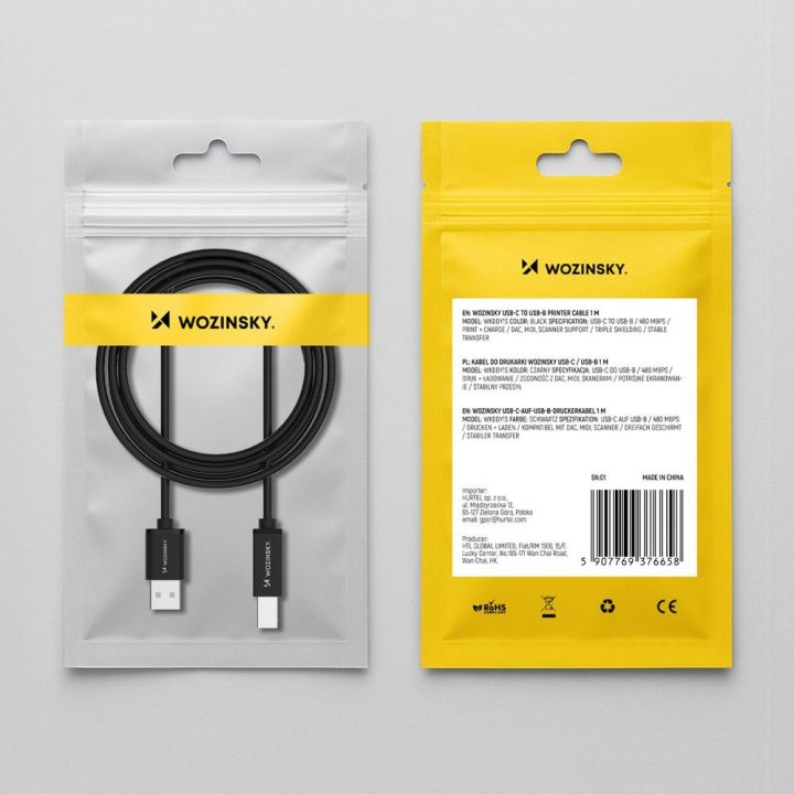 USB-B – USB-A laidas 1 m juodas