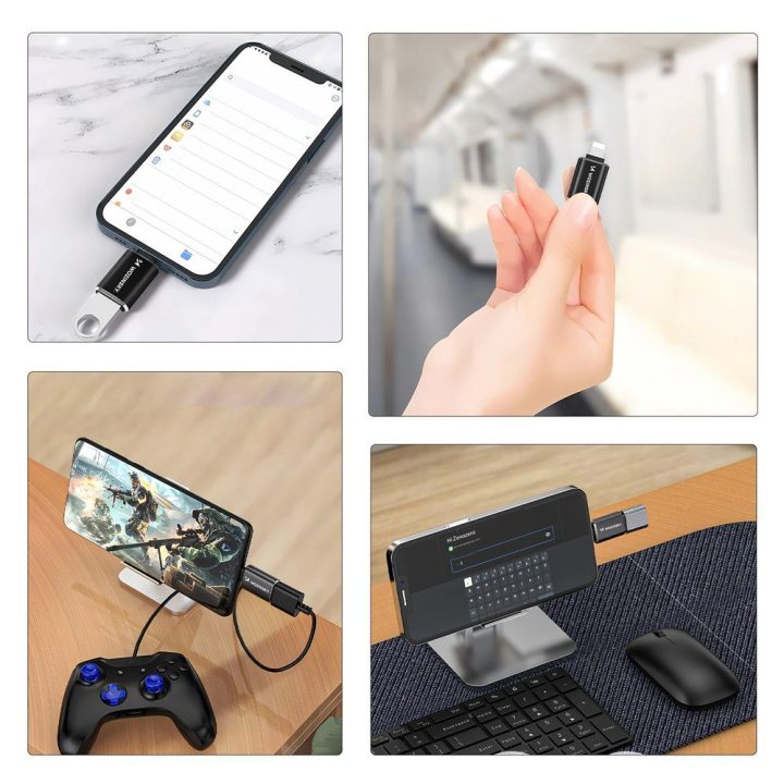 Lightning į USB-A adapteris OTG juodas