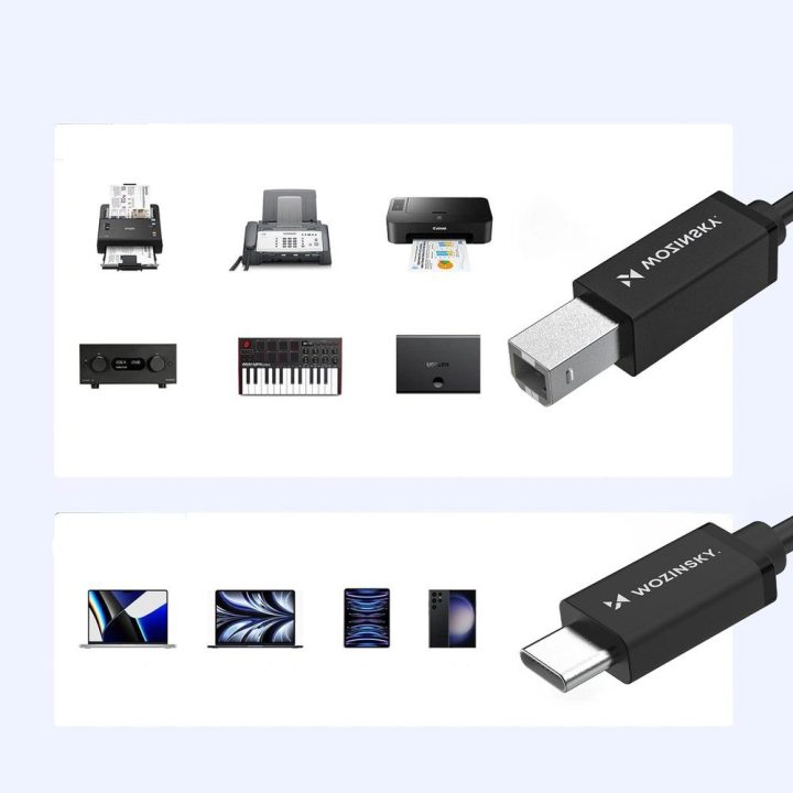 USB-B – USB-C laidas 1m juodas