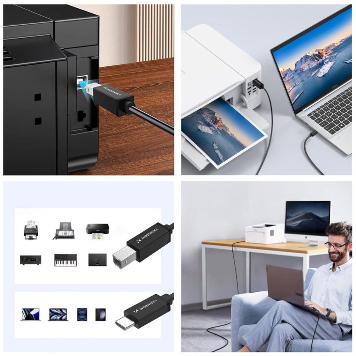 USB-B – USB-C laidas 1m juodas
