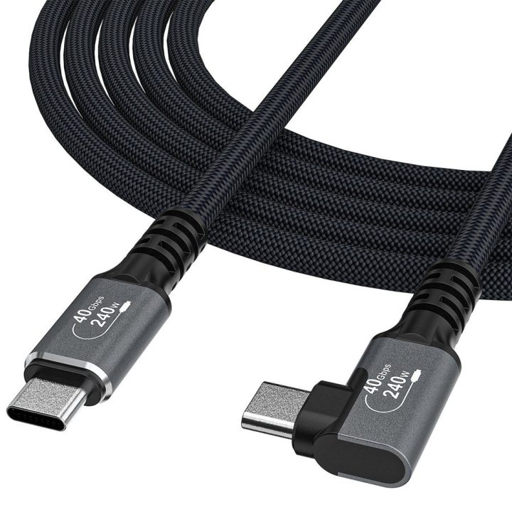 USB-C laidas Thunderbolt 4 240W 1m juodas kampinis